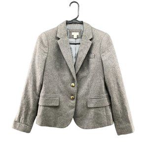 J. Crew Wool Schoolboy Blazer Light Gray Womens 6P Gold Button Original Classic